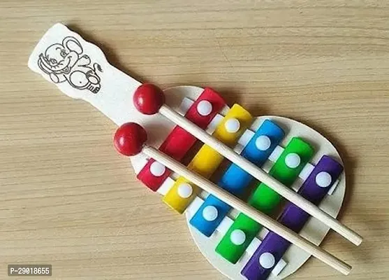 Xylophone Guitar Wooden (5 Nodes) | Kids First Musical Sound Instrument Toy | Babies Toddlers 6 Months + (Small Guitar Xylophone )-thumb0