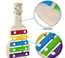 Xylophone Guitar Wooden (5 Nodes) | Kids First Musical Sound Instrument Toy | Babies Toddlers 6 Months + (Small Guitar Xylophone )-thumb1