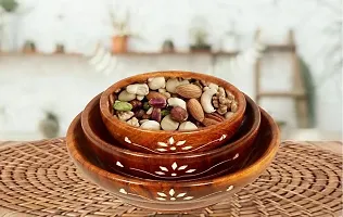 One of Best Wooden Serving Bowl for Salad | Snacks |  | Dry Fruit | Serving Dishes Bowls |  Set of Decorated Tableware Bowls | Bowls is Vary Easy To Clean .-thumb1