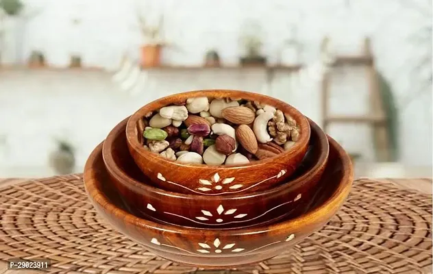 One of Best Wooden Serving Bowl for Salad | Snacks |  | Dry Fruit | Serving Dishes Bowls |  Set of Decorated Tableware Bowls | Bowls is Vary Easy To Clean .-thumb2