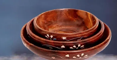 One of Best Wooden Serving Bowl for Salad | Snacks |  | Dry Fruit | Serving Dishes Bowls |  Set of Decorated Tableware Bowls | Bowls is Vary Easy To Clean .-thumb2