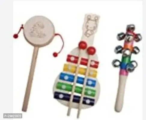 Non Toxic Wooden Rattles for New Born Baby, Musical Infant Toy  They are wonderful toys and gift for a newborn.  Xylophone | Damru  jhunjhuna . ( Pack Of 3) Color - Multi