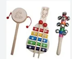 Non Toxic Wooden Rattles for New Born Baby, Musical Infant Toy  They are wonderful toys and gift for a newborn.  Xylophone | Damru  jhunjhuna . ( Pack Of 3) Color - Multi-thumb1