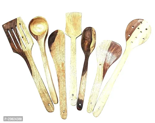 Handmade Wooden Serving and Cooking Spoon Kitchen Utensil Set of 7-thumb2