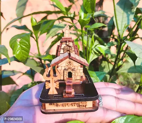 Beautiful  Mini Kedarnath Temple,Brown  for Shop and Gift use | Table | Car | Office | Mandir | Decor | Double Side Tape Free | Hand Craft Wooden Temple-thumb0