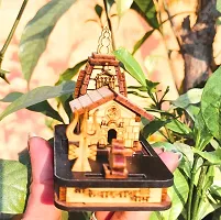 Beautiful  Mini Kedarnath Temple,Brown  for Shop and Gift use | Table | Car | Office | Mandir | Decor | Double Side Tape Free | Hand Craft Wooden Temple-thumb1