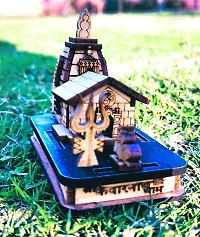 Beautiful  Mini Kedarnath Temple,Brown  for Shop and Gift use | Table | Car | Office | Mandir | Decor | Double Side Tape Free | Hand Craft Wooden Temple-thumb2