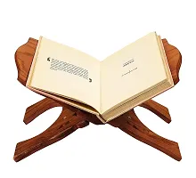 Wooden Holy Book Stand Rehal for Pooja Reading Geeta Bible Quran and other religious Books (Brown 12 inch)-thumb2