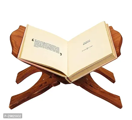 Wooden Holy Book Stand Rehal for Pooja Reading Geeta Bible Quran and other religious Books (Brown 12 inch)-thumb3