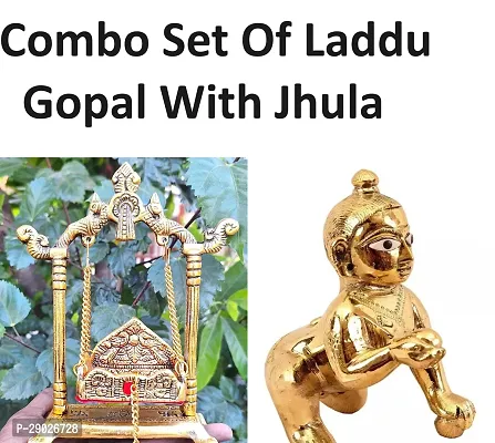 Laddu Gopal with jhula  Laddu Gopal | Home Decor | Mandir | Gift | Hindu God Idol (Laddu Gopal+Jhula Combo)