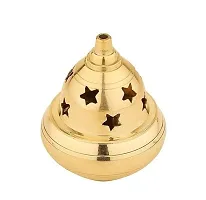 Akhand Diya with Star Holes Handcrafted in India (7 cm Height, Golden) Set of 1-thumb1