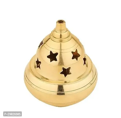 Akhand Diya with Star Holes Handcrafted in India (7 cm Height, Golden) Set of 1-thumb2