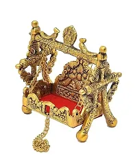 Handcrafted Jhulla for 0 size laddu Gopal ji, Nand Gopal Swing Palna with Peacock Design Decorative Showpiece-thumb1