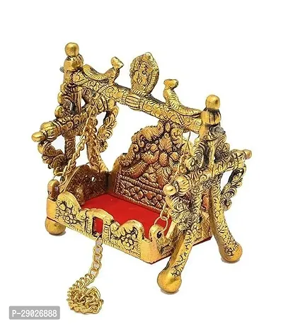 Handcrafted Jhulla for 0 size laddu Gopal ji, Nand Gopal Swing Palna with Peacock Design Decorative Showpiece-thumb2