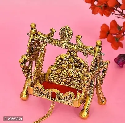 Ladoo Gopal Golden Jhula Kanha Ji Swing Palana Bal Gopal Jhula Janmashtami Jhula for Size 0, 1