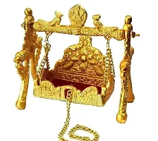 Ladoo Gopal Golden Jhula Kanha Ji Swing Palana Bal Gopal Jhula Janmashtami Jhula for Size 0, 1-thumb1