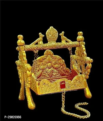 Designer Golden Laddu Gopal Jhula/Swing Palna for Janamashtmi with 0 no. Small laddu Gopal