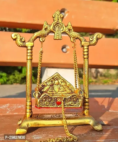 Metal Swing Laddu Gopal Jhula,Krishna Hindola Palana,Decorative Laddu Gopal for Temple Pooja, Showpiece Figurines, Home Decor