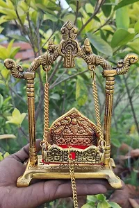 Metal Swing Laddu Gopal Jhula,Krishna Hindola Palana,Decorative Laddu Gopal for Temple Pooja, Showpiece Figurines, Home Decor-thumb1