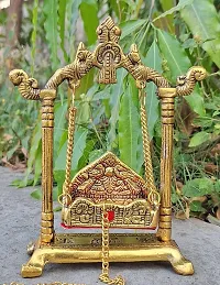 Metal Swing Laddu Gopal Jhula,Krishna Hindola Palana,Decorative Laddu Gopal for Temple Pooja, Showpiece Figurines, Home Decor-thumb2