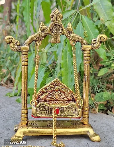 Metal Swing Laddu Gopal Jhula,Krishna Hindola Palana,Decorative Laddu Gopal for Temple Pooja, Showpiece Figurines, Home Decor-thumb3