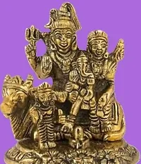 Metal Lord Shiva Parvati Kartikeya and Ganesha Murti Shiv Family Parivar Idol Statue for Home Deacute;cor Mandir Temple Gift Showpiece Gold Height 4 Inches-thumb1