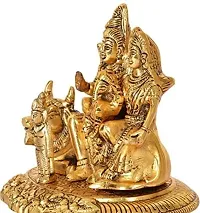 Metal Lord Shiva Parvati Kartikeya and Ganesha Murti Shiv Family Parivar Idol Statue for Home Deacute;cor Mandir Temple Gift Showpiece Gold Height 4 Inches-thumb2