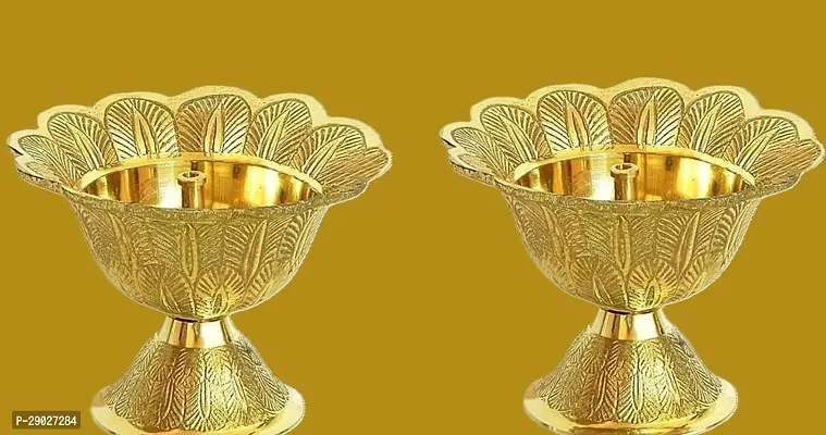 Akhand Diya Brass Oil Puja Lamp for Home Office Gifts Pooja Articles Decor Set Of 2 Diya