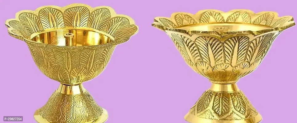 Diya /Decorative Diya /Golden Diya /Akhand Jyoti Diya / Pooja Diya / Devdas Diya for Diwali Puja and Other Worship Occasions Qty 2 Units.-thumb0