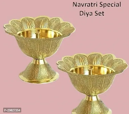 Diya /Decorative Diya /Golden Diya /Akhand Jyoti Diya / Pooja Diya / Devdas Diya for Diwali Puja and Other Worship Occasions Qty 2 Units.-thumb2