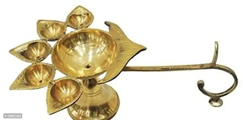 Combo Set Of Diya And Bell Diya /Brass Diya /Pancharti Diya /Panch Diya /Akhand Diya  With Bell /Brass Ghanti  /Ghanti For Pooja Diwali Aur Navratri Special-thumb2