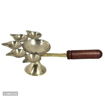 Present Diya Set /Pancharti Diya /Panch Diya /Five Faces Diya /Akhnd Jyoti Diya  With Brass Bell /Ghanti For Pooja /Mandir Ghanti  Diwali Navratri Special Combo Set-thumb2