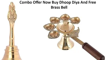 Present Diya Set /Pancharti Diya /Panch Diya /Five Faces Diya /Akhnd Jyoti Diya  With Brass Bell /Ghanti For Pooja /Mandir Ghanti  Diwali Navratri Special Combo Set-thumb2