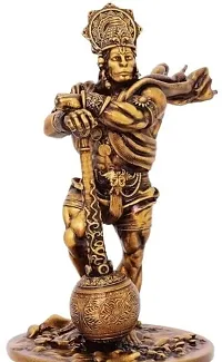 Hanuman Ji Murti, Polyresin Lord Hanuman Idol Statue Bajrang Bali Murti Showpiece, Height 11 (Color- Gold)-thumb1