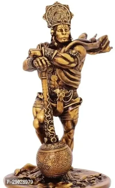 Hanuman Ji Murti, Polyresin Lord Hanuman Idol Statue Bajrang Bali Murti Showpiece, Height 11 (Color- Gold)-thumb2