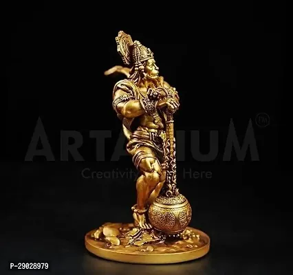 Hanuman Ji Murti, Polyresin Lord Hanuman Idol Statue Bajrang Bali Murti Showpiece, Height 11 (Color- Gold)-thumb3