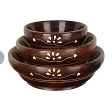 Wish Online One of Best Wooden Serving Bowl for Salad | Snacks |  | Dry Fruit | Serving Dishes Bowls |  Set of Decorated Tableware Bowls | Bowls is Vary Easy To Clean .-thumb1