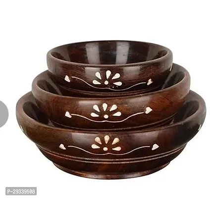 Wish Online One of Best Wooden Serving Bowl for Salad | Snacks |  | Dry Fruit | Serving Dishes Bowls |  Set of Decorated Tableware Bowls | Bowls is Vary Easy To Clean .-thumb2