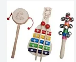 Wish Online Non Toxic Wooden Rattles for New Born Baby, Musical Infant Toy  They are wonderful toys and gift for a newborn.  Xylophone | Damru  jhunjhuna . ( Pack Of 3) Color - Multi-thumb1