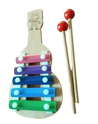 Wish Online wooden xylophone guitar shaped musical toy for children with 5 Notes ( 9 Inch )-thumb1