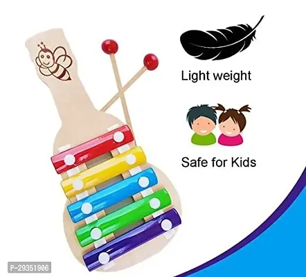 Wish Online Handmade Wooden Xylophone For Kids Musical Toy With 5 Notes and 2 Wooden Sticks  Multicolor.-thumb0