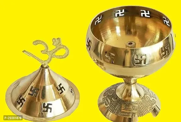 Wish Online Om Swastik Akhand Diya || Brass Oil Lamp Diya for Home Puja, Diwali, Decorations/Showpiece-thumb0