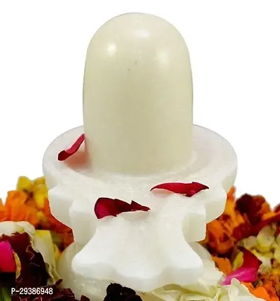 Handcrafted White Marble Shivling Idol-thumb0