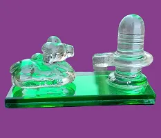 Handmade of Crystal Glass Shiviling With Nandi Religious Showpiece-thumb1