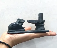 Black Marble Stone Shivling with Nandi for Pooja-thumb1