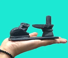 Black Marble Stone Shivling with Nandi for Pooja-thumb2