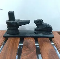 Black Marble Stone Shivling with Nandi for Pooja-thumb2