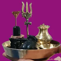 Black Shivling , Nandi Ji , Brass Trishul, Copper Naag, Katori, Gangajali ,tasta Shivling Combo Set of 7-thumb1