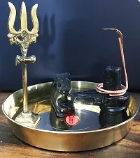 Black Shivling , Nandi Ji , Brass Trishul, Copper Naag, Katori, Gangajali ,tasta Shivling Combo Set of 7-thumb2