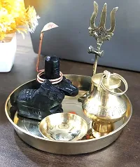 Shivling, Nandi, Trishul, Copper Naag, Katori, and Tasta Plate combo set-thumb1